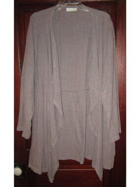 Bryn Walker XL 100% Linen Open Duster Jacket Cardigan Draped Lagenlook USA Taupe